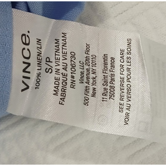 Vince Men's Blue Linen Short Sleeve Classic‎ Fit Casual Button Down Shirt Size S - Picture 7 of 7